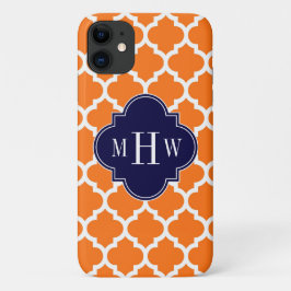 Pumpkin White Marokcan #5 Navy 3 Initial Monogram Case-Mate iPhone Hülle