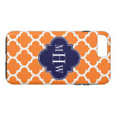 Pumpkin White Marokcan #5 Navy 3 Initial Monogram Case-Mate iPhone Hülle (Rückseite (Horizontal))
