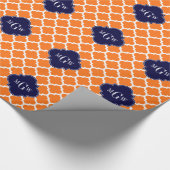 Pumpkin White Marokcan #5 Navy 3 Initial Monogram Geschenkpapier (Ecke)