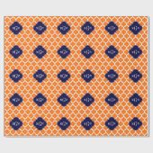 Pumpkin White Marokcan #5 Navy 3 Initial Monogram Geschenkpapier (Flach)