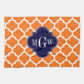 Pumpkin White Marokcan #5 Navy 3 Initial Monogram Handtuch (Horizontal)