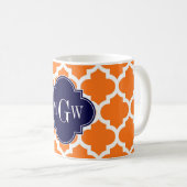 Pumpkin White Marokcan #5 Navy 3 Initial Monogram Kaffeetasse (VorderseiteRechts)