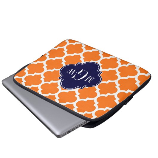 Pumpkin White Marokcan #5 Navy 3 Initial Monogram Laptopschutzhülle (Vorne Knopf)