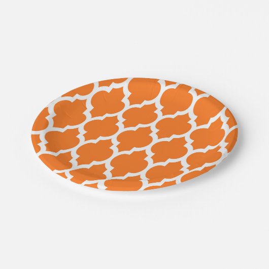 Pumpkin White marokkanische Quatrefolienmuster #4 Pappteller (Schrägansicht)