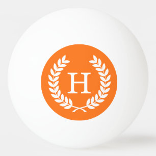 Pumpkin White Wheat Laurel Wreath Initial Monogram Tischtennisball