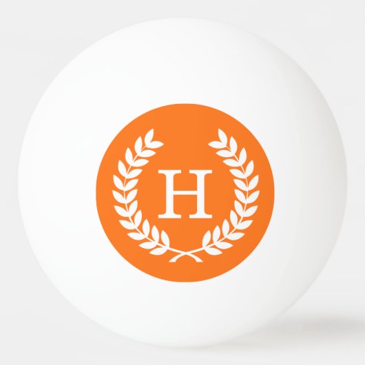 Pumpkin White Wheat Laurel Wreath Initial Monogram Tischtennisball (Rückseite)
