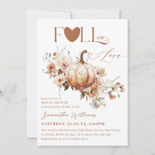 Pumpkin Wildblume Boho Chic Fall Brautparty Einladung (Vorderseite)