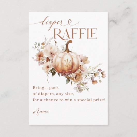 Pumpkin Wildblume Boho Fall Babydusche Windeln Begleitkarte (Vorderseite)
