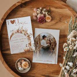 Pumpkin Wildblume Boho Fall Foto Brautparty Einladung