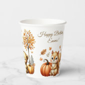 Pumpkin Wildblume Fall Wasserfarbe Geburtstag Pappbecher (Rückseite)