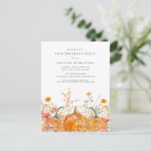 Pumpkin Wildblume Herbst 50. Geburtstagsparty Einladungspostkarte (Stehend Vorderseite)
