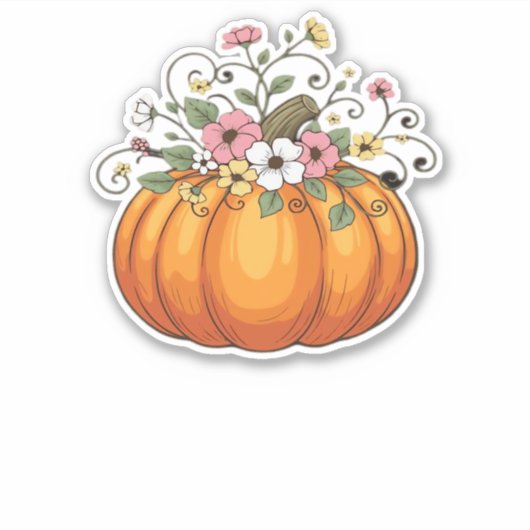 Pumpkin-Wildblumen Herbst Klassischer T - Shirt.pn Aufkleber (Vorderseite)