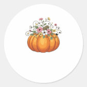 Pumpkin-Wildblumen Herbst Klassischer T - Shirt.pn Runder Aufkleber (Vorderseite)