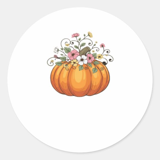 Pumpkin-Wildblumen Herbst Klassischer T - Shirt.pn Runder Aufkleber (Vorderseite)