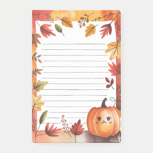 Pumpkin Wink & Leafy Rahmen Post-it Klebezettel (Vorderseite)