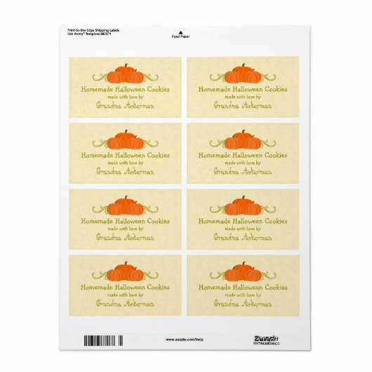 Pumpkin Wirbel Halloween Baking Labels (Vorne)