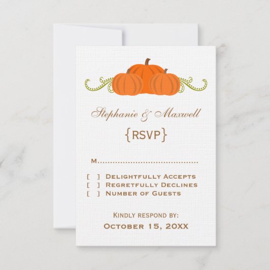 Pumpkin Wirbel Hochzeit im Herbst Response Card RSVP Karte (Vorderseite)
