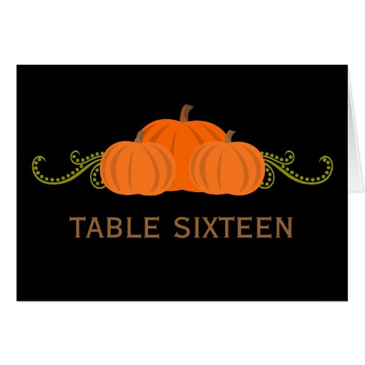 Pumpkin Wirbel Hochzeit im Herbst Table Card (dunk (Vorderseite (Horizontal))