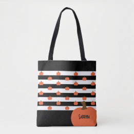 Pumpkin with Black & White Stripes - Personalized  Tasche
