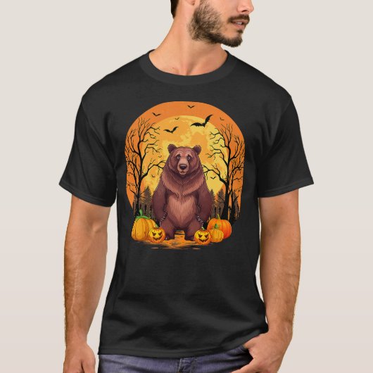 Pumpkin With Funny Halloween Costume Grizzly Bear T-Shirt (Vorderseite)