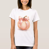 Pumpkin With Pink Bow Halloween T-Shirt (Vorderseite)