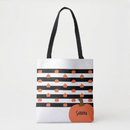 Pumpkin with White & Black Stripes - Personalized  Tasche