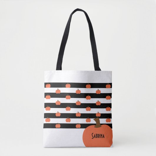 Pumpkin with White & Black Stripes - Personalized Tasche (Vorderseite)