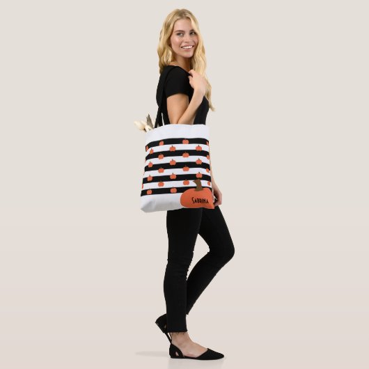 Pumpkin with White & Black Stripes - Personalized Tasche (Am Model)