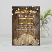 Pumpkin Wood Boho Rustic Foto QR Code Wedding Folieneinladung (Stehend vorne)