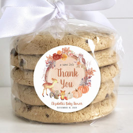 Pumpkin Woodland Animals Kinderdusche Vielen Dank Runder Aufkleber