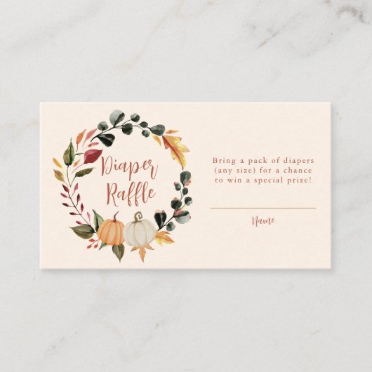Pumpkin Wreath Baby Shower Diaper Raffle Begleitkarte (Vorderseite)