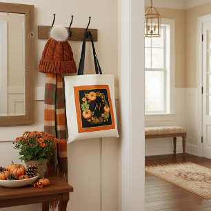 Pumpkin wreath monogram tragetasche