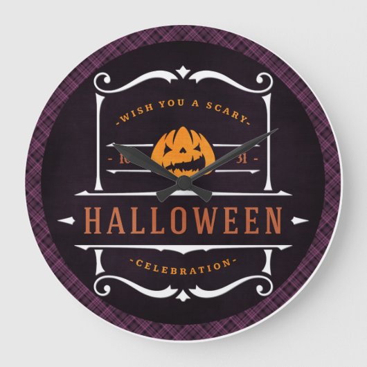Pumpkin wünscht dir ein Beängstigendes Halloween Große Wanduhr (Vorderseite)