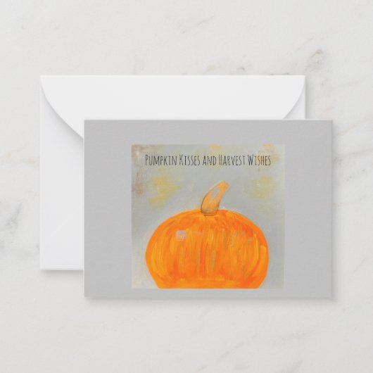Pumpkin wünscht graue flache Note Card Mitteilungskarte (Vorderseite)