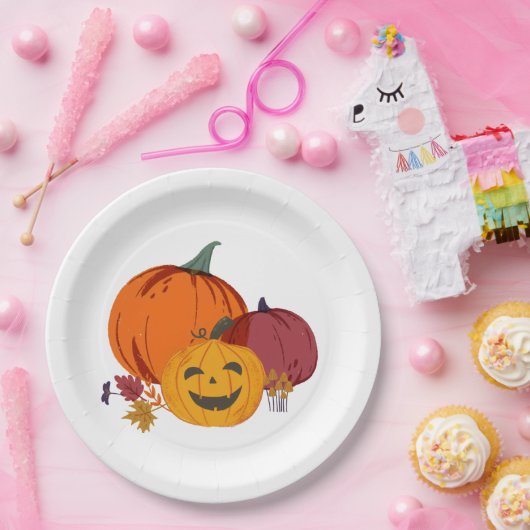 Pumpkin zu reden über Papier Teller (Party)