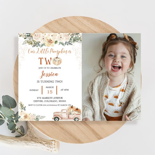 Pumpkin zweiten Geburtstag unser kleiner Kürbis is Einladung