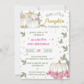 Pumpkin Zweiten Geburtstag Unser kleiner Pumpkin Einladung (Vorderseite)