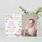 Pumpkin Zweiten Geburtstag Unser kleiner Pumpkin Einladung (Stehend Vorderseite)