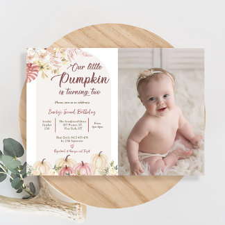 Pumpkin Zweiten Geburtstag Unser kleines Pumpkin-F Einladung
