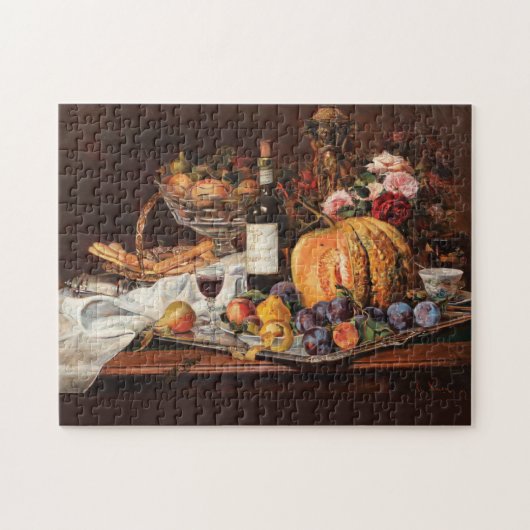 Pumpkinapflanzen Birnen Pfirsiche und Weinfrüchte Puzzle (Horizontal)