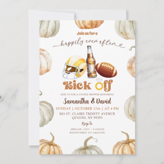 Pumpkinfußbällchen lassen Dusche aus Einladung (Vorderseite)