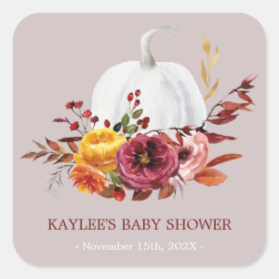 Pumpking Fall Baby Dusche bevorzugt Quadratischer Aufkleber