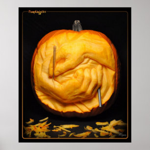 Pumpkingutter Plakat - Schnitzen der Hände