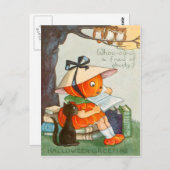 Pumpkinhead Black Cat Kürbislaterne Pumpkin Postkarte (Vorne/Hinten)