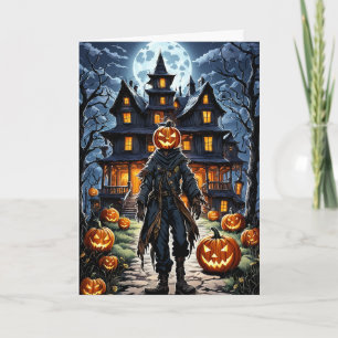 Pumpkinhead in Mondlicht Halloween Feiertagskarte