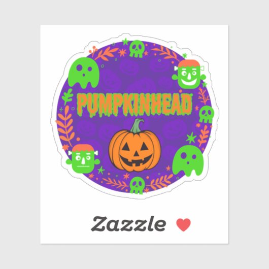 Pumpkinhead Orange und Grün mit Extravagantem Krei Aufkleber (Blatt)