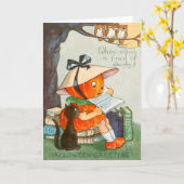 Pumpkinhead schwarze Katzen-Kürbislaterne-Kürbis Karte (Gelbe Blume)