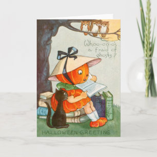 Pumpkinhead schwarze Katzen-Kürbislaterne-Kürbis Karte