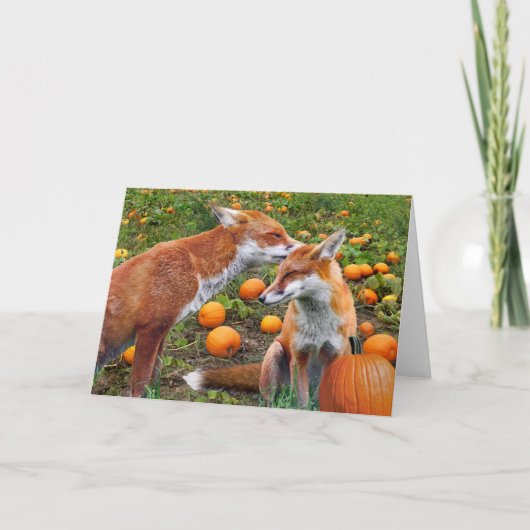 "Pumpkinpatch Foxes" Gruß-Karte Karte (Vorderseite)