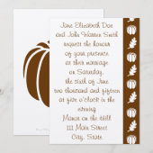 Pumpkinpflaster bei Schokoladenhochzeit Einladung (Vorne/Hinten)